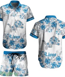Detroit Lions NFL 3D Print Hawaiian Shirt And Shorts Graphic Flower Tropical Pattern Summer Shirt Style New Gift Best Fans Product Photo 1