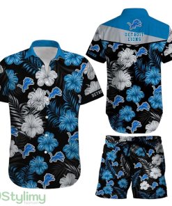 Detroit Lions NFL Football 3D Printed Hawaiian Shirt Short Summer With Flower Graphic Retro Sunset Hawaii Product Photo 1