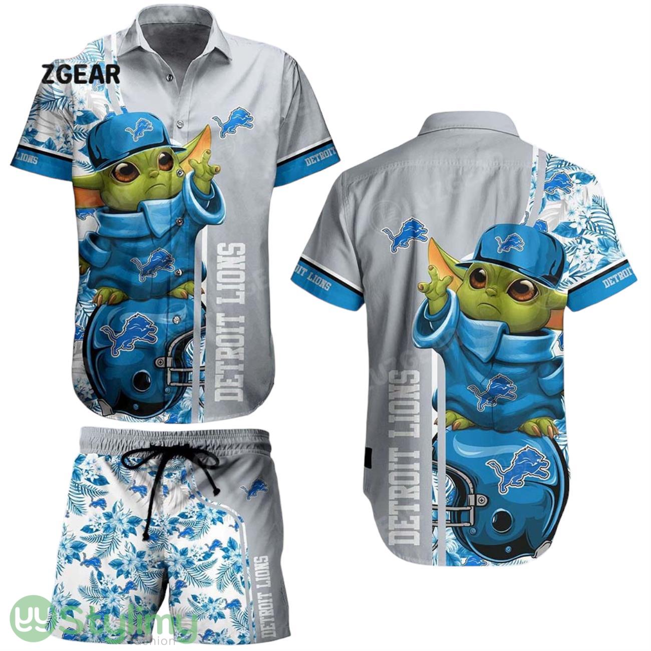 Detroit LionsFootball NFL Baby Yoda Aloha 3D Hawaiian Shirt And Short New Collection Summer Perfect Gift For Fan 1 Detroit LionsFootball NFL Baby Yoda Aloha 3D Hawaiian Shirt And Short New Collection Summer Perfect Gift For Fan Product Photo 1