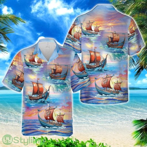 Drakkar Viking Rowing Ship Hawaiian Shirt