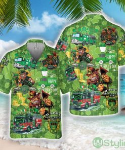 Fire Truck St Patrick's Day Pocket Hawaiian Shirt Aloha Holiday Gift For Men Women Product Photo 1