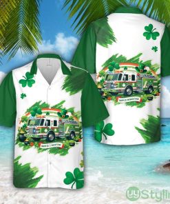 Fire Truck St Patrick's Day White Green Hawaiian Shirt Aloha Holiday Gift For Men Women Product Photo 1