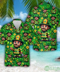 Firefighter Saint Patrick's Day Leprechaun Funny Hawaiian Shirt Aloha Holiday Gift For Men Women Product Photo 1