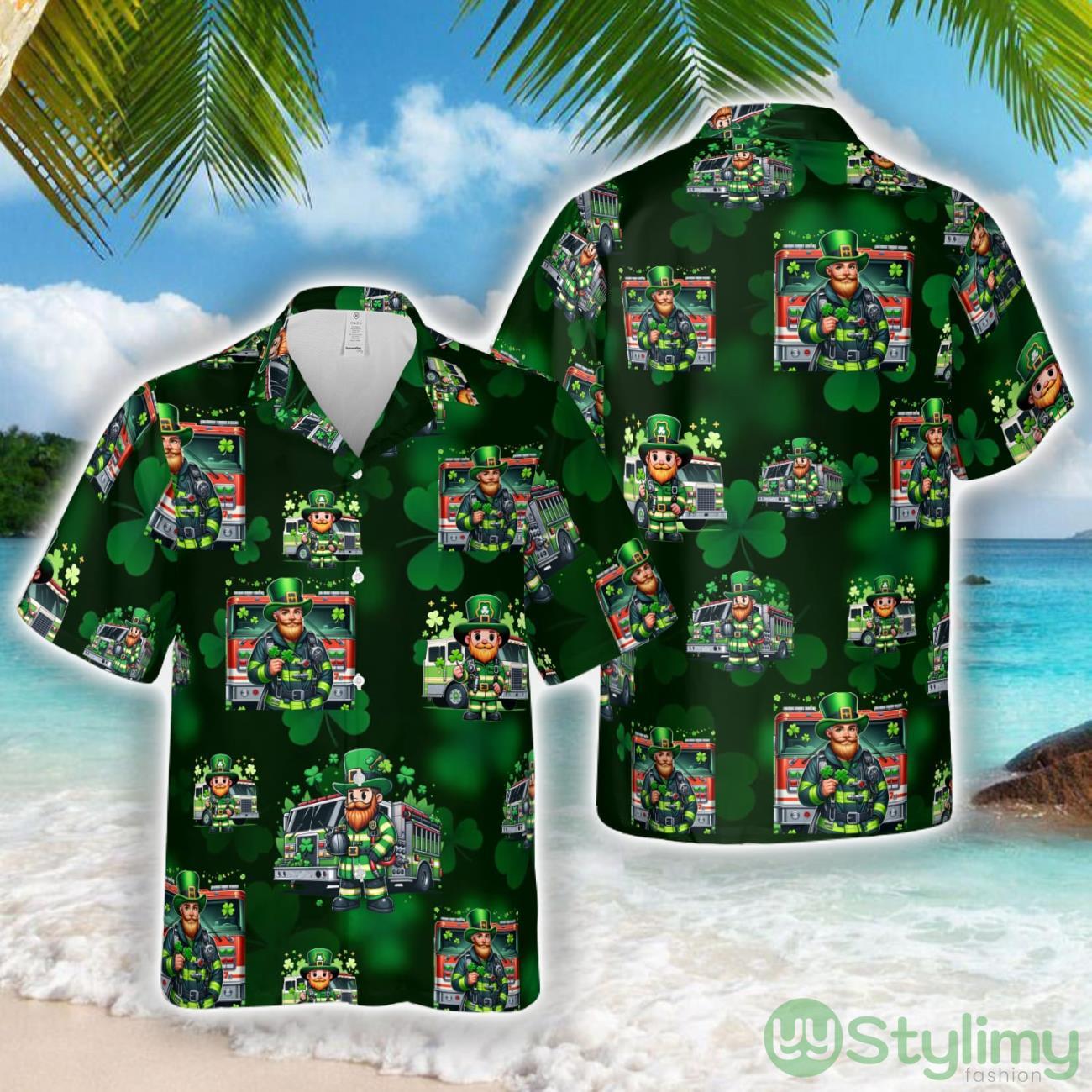 Firefighter Saint Patrick's Day Leprechaun Hawaiian Shirt All over Printed Beach Shirt 2 firefighter saint patricks day leprechaun hawaiian shirt all over printed beach shirt
