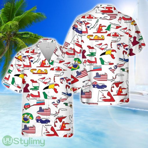 Formula 1 (f1) Racing Tracks With Country Flags Hawaiian Shirt