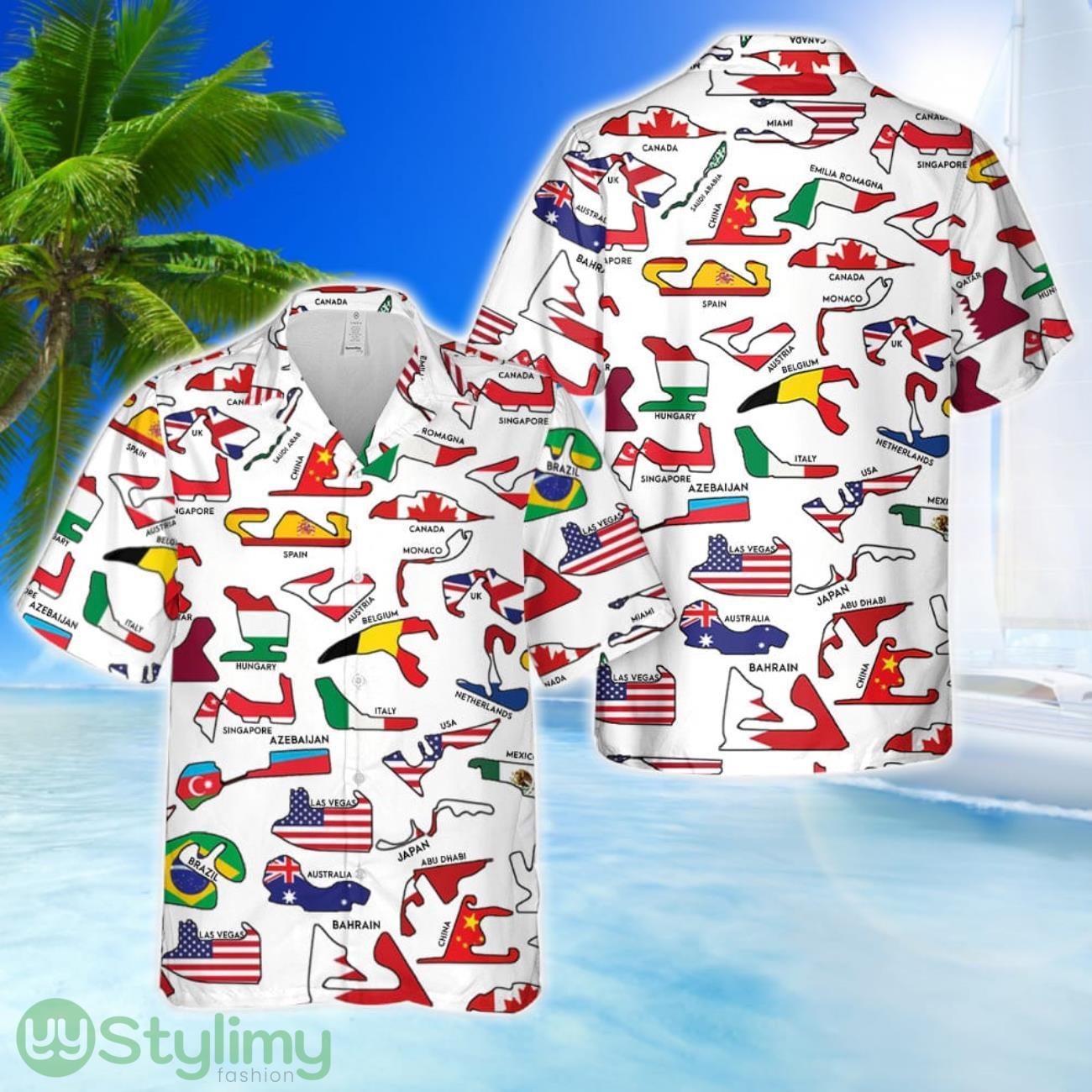 Formula 1 (f1) Racing Tracks With Country Flags Hawaiian Shirt 1 Formula 1 (f1) Racing Tracks With Country Flags Hawaiian Shirt Product Photo 1