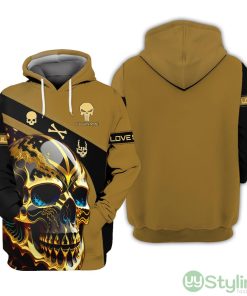 Galaxy Skull Gold Life Personalized Name 3D Skull Hoodie Product Photo 1