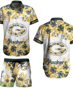 Green Bay Packers Nfl 3D Print Hawaiian Shirt And Shorts Graphic Flower Tropical Pattern Summer Shirt Style New Gift Best Fans Product Photo 1