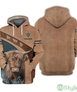 Highland Cow Personalized Name All Over Printed 3D Hoodie Gift For Cow Lovers Product Photo 1