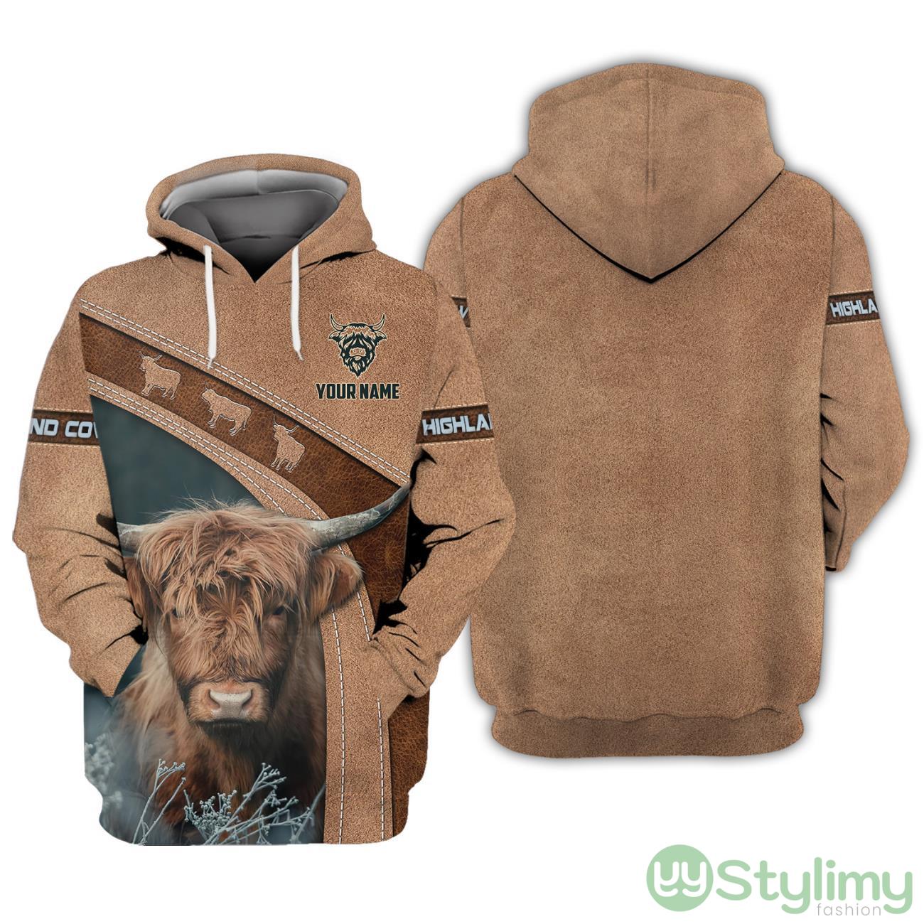 Highland Cow Personalized Name All Over Printed 3D Hoodie Gift For Cow Lovers 6 Highland Cow Personalized Name All Over Printed 3D Hoodie Gift For Cow Lovers Product Photo 1