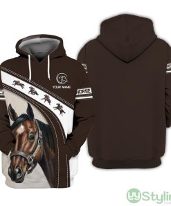 Horse Racing Custom Hoodie Brown Horse 3D Print Hoodie Product Photo 1