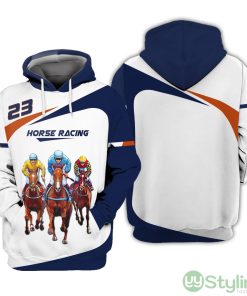 Horse Racing Custom Number Hoodie Horse Race All Over Printed 3D Hoodie Product Photo 1