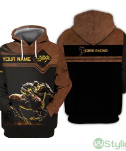 Horse Racing With Golden Silhouette Custom Name All Over Printed 3D Hoodie Product Photo 1