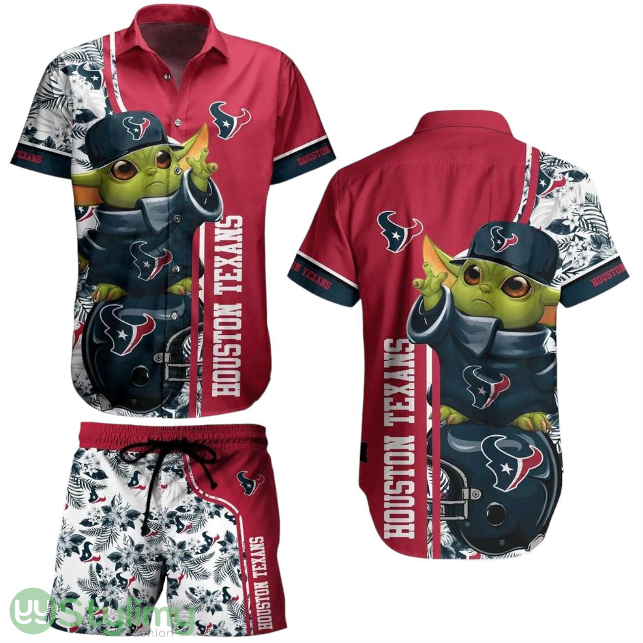 Houston Texans Football NFL Baby Yoda 3D Printed Hawaiian Shirt And Short New Collection Summer Perfect Gift For Fan 2 Houston Texans Football NFL Baby Yoda 3D Printed Hawaiian Shirt And Short New Collection Summer Perfect Gift For Fan Product Photo 1