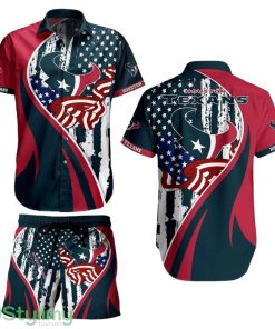 Houston Texans NFL 3D Print Hawaiian Shirt And Shorts Vintage US Flag Graphic Summer Gift For Men Women Fan NFL Product Photo 1