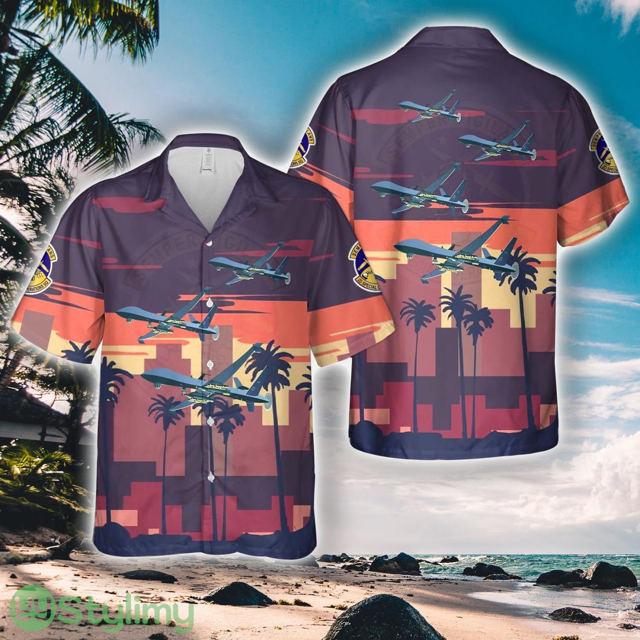 Hurlburt Field, Florida, US Air Force 2nd Special Operations Squadron General Atomics MQ-9 Reaper Hawaiian Shirt 1 Hurlburt Field, Florida, US Air Force 2nd Special Operations Squadron General Atomics MQ-9 Reaper Hawaiian Shirt Product Photo 1