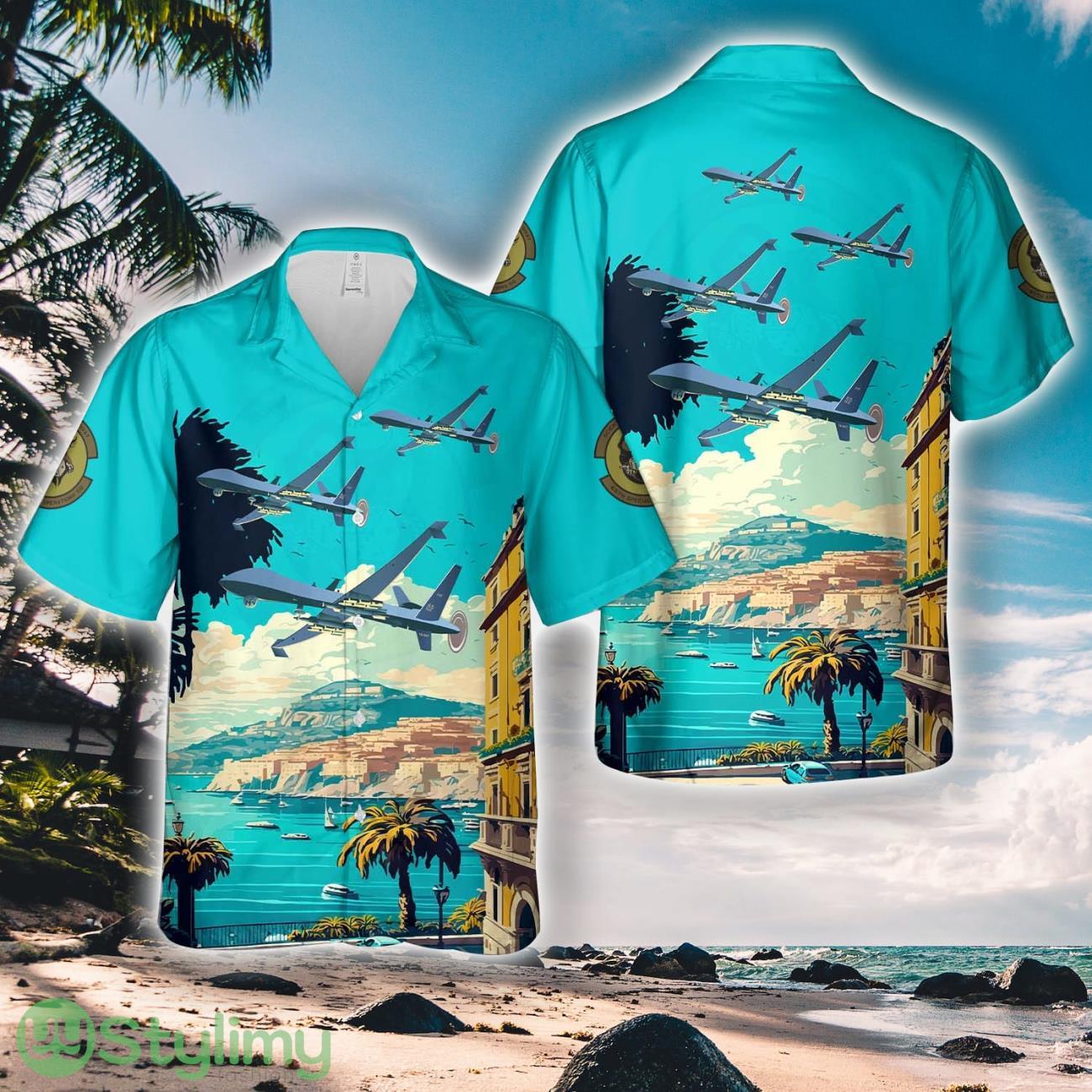 Hurlburt Field, Florida, US Air Force 65th Special Operations Squadron MQ-9A Reaper Hawaiian Shirt 1 Hurlburt Field, Florida, US Air Force 65th Special Operations Squadron MQ-9A Reaper Hawaiian Shirt Product Photo 1