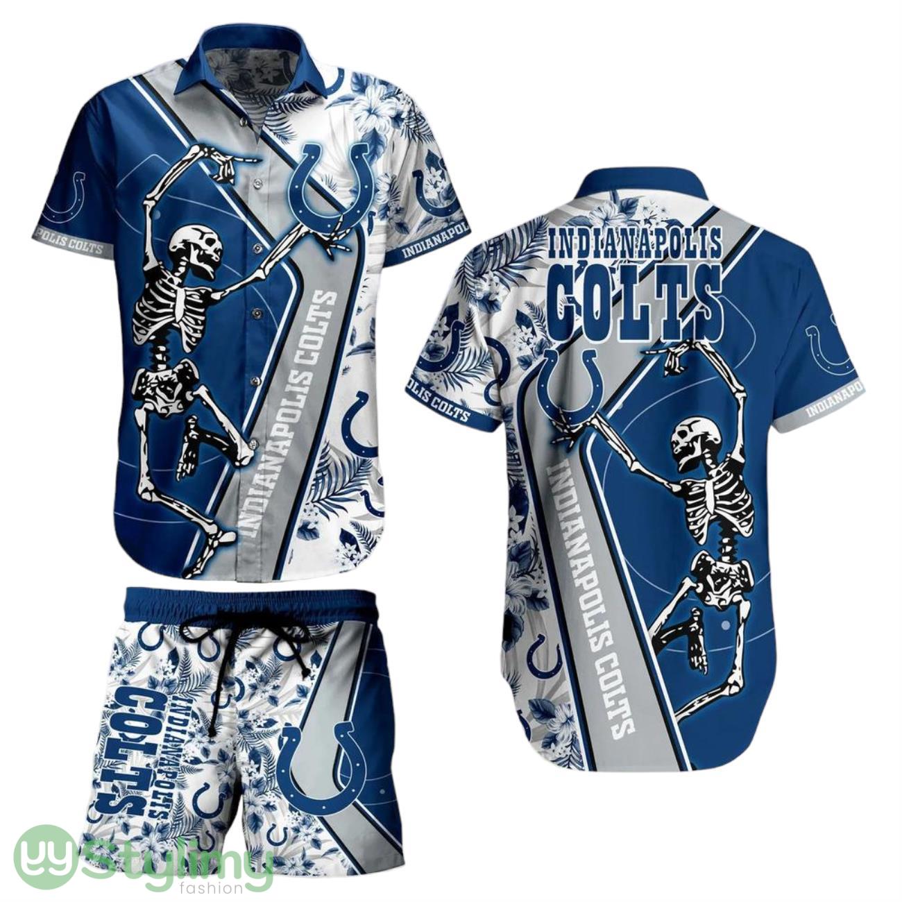 Indianapolis Colts NFL 3D Print Hawaiian Shirt And Shorts Anf Short Sekeleton Design Hot Short Styles For Men Women 2 Indianapolis Colts NFL 3D Print Hawaiian Shirt And Shorts Anf Short Sekeleton Design Hot Short Styles For Men Women Product Photo 1