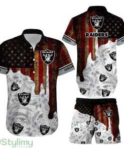Las Vegas Raiders NFL 3D Printed Hawaiian Shirt And Short Summer Vintage US Flag Best Gift For Men Women Product Photo 1