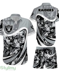 Las Vegas Raiders NFL 3D Printed Hawaiian Shirt And Short Tropical Pattern Beach Shirt New Gift For Sports Fans Product Photo 1