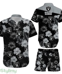 Las Vegas Raiders NFL Football Aloha 3D Hawaiian Shirt Short Summer With Flower Graphic Retro Sunset Hawaii Product Photo 1