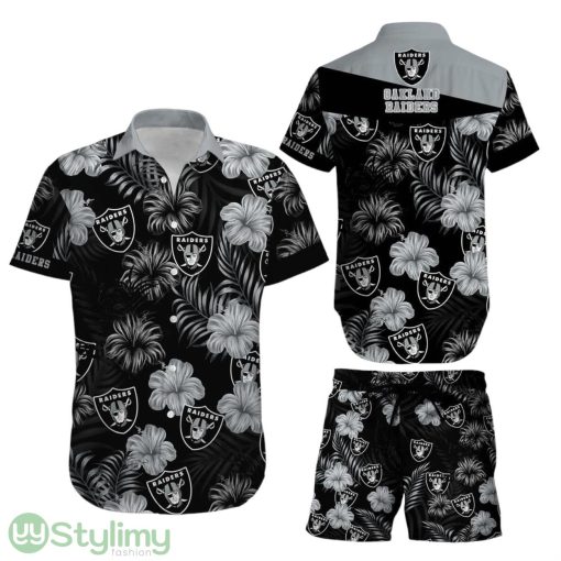 Las Vegas Raiders NFL Football Aloha 3D Hawaiian Shirt Short Summer With Flower Graphic Retro Sunset Hawaii