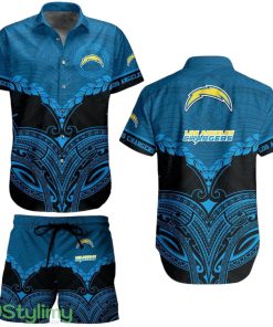 Los Angeles Chargers Football NFL 3D Print Hawaiian Shirt And Shorts Polynesian Pattern New Summer Gift For Men Women Fans Product Photo 1