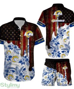 Los Angeles Rams NFL 3D Printed Hawaiian Shirt And Short Summer Vintage US Flag Best Gift For Men Women Product Photo 1