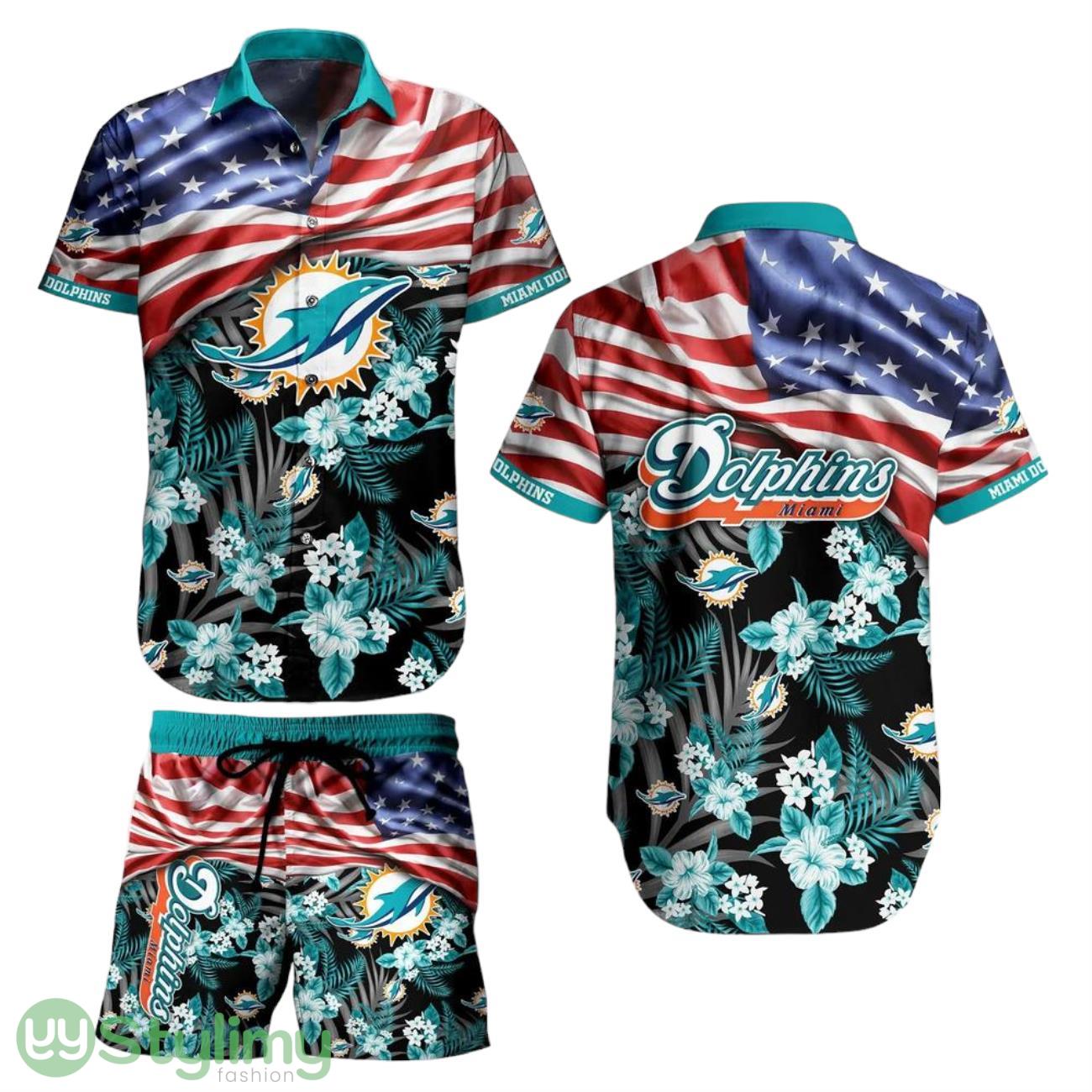 Miami Dolphins NFL Aloha 3D Hawaiian Shirt And Short Summer Tropical Pattern US Flag Best Gift For Sports Enthusiast 1 Miami Dolphins NFL Aloha 3D Hawaiian Shirt And Short Summer Tropical Pattern US Flag Best Gift For Sports Enthusiast Product Photo 1