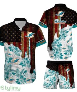 Miami Dolphins NFL Aloha 3D Hawaiian Shirt And Short Summer Vintage US Flag Best Gift For Men Women Product Photo 1