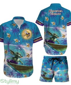 Minnesota Vikings Footbal NFL Baby Yoda Aloha 3D Hawaiian Shirt And Short Style Summer Gift For Men Women Product Photo 1