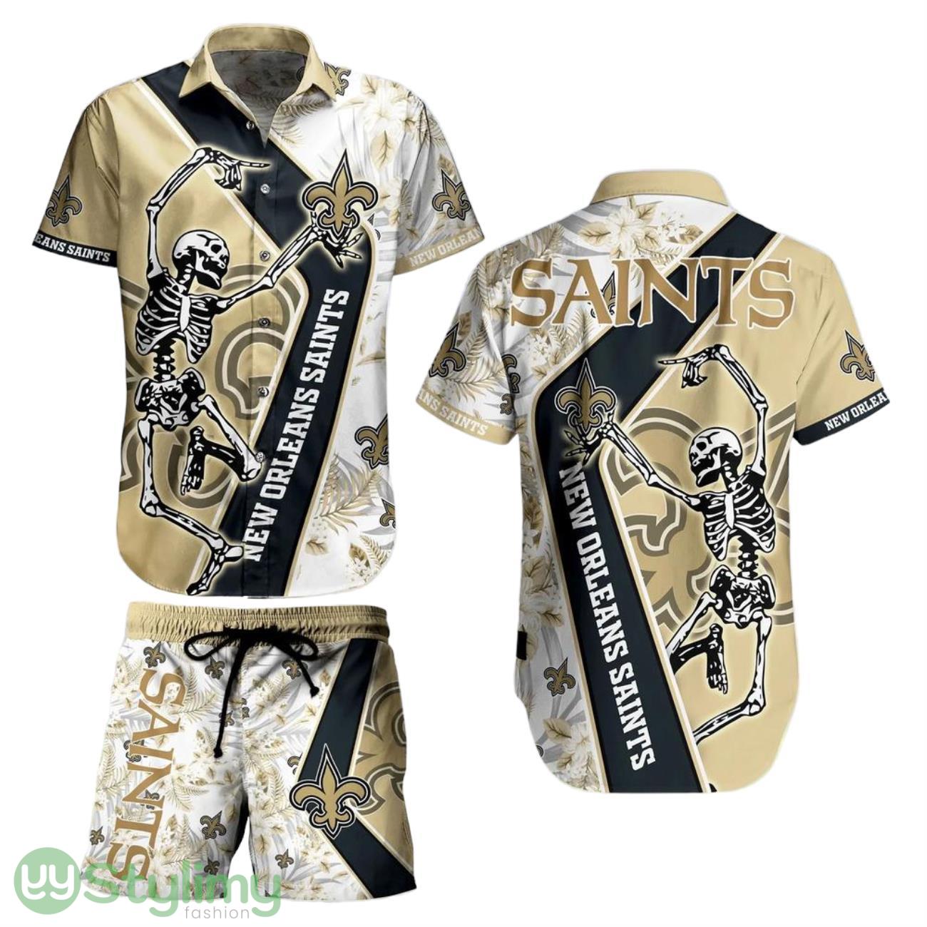 New Orleans Saints NFL Aloha 3D Hawaiian Shirt And Short Sekeleton Design Hot Short Styles For Men Women 1 New Orleans Saints NFL Aloha 3D Hawaiian Shirt And Short Sekeleton Design Hot Short Styles For Men Women Product Photo 1