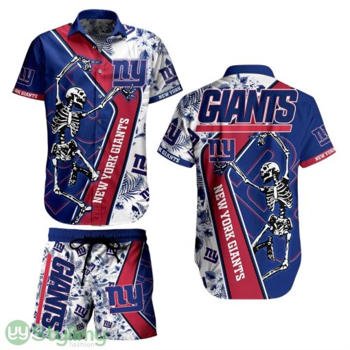 New York Giants NFL Aloha 3D Hawaiian Shirt And Short Sekeleton Design Hot Short Styles For Men Women