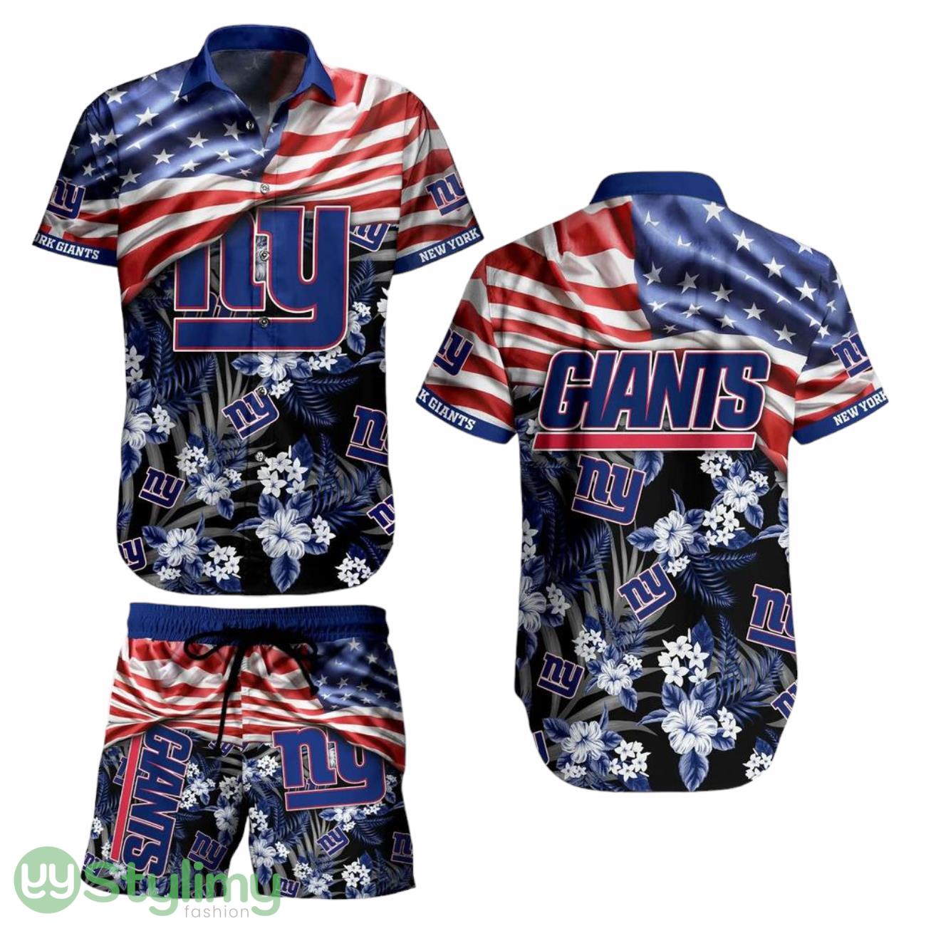New York Giants NFL Aloha 3D Hawaiian Shirt And Short Summer Tropical Pattern US Flag Best Gift For Sports Enthusiast 1 New York Giants NFL Aloha 3D Hawaiian Shirt And Short Summer Tropical Pattern US Flag Best Gift For Sports Enthusiast Product Photo 1