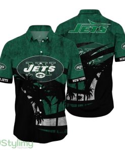New York Jets NFL Hawaii Shirt Graphic Tropical Pattern Short Sleeve Hot Summer Product Photo 1