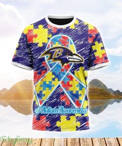 NFL Baltimore Ravens All Over Print Autism Awareness 3D T Shirt Product Photo 1