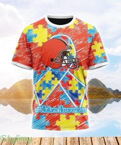 NFL Cleveland Browns All Over Print Autism Awareness 3D T Shirt Product Photo 1