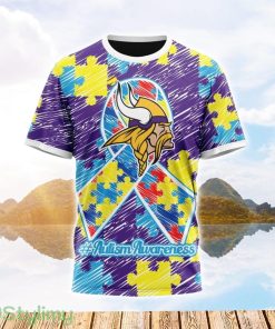 NFL Minnesota Vikings All Over Print Autism Awareness 3D T Shirt Product Photo 1