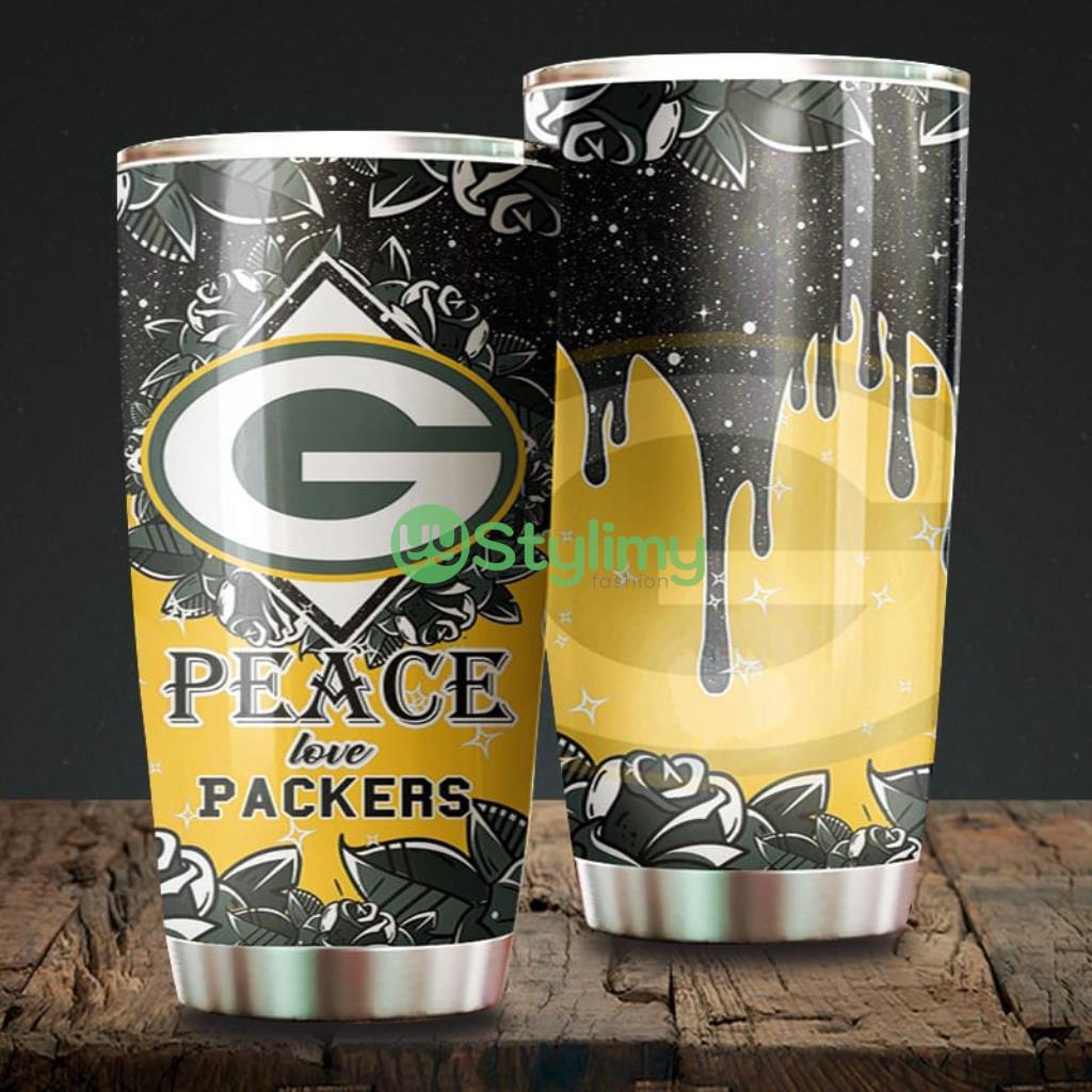 Peace Love Green Bay Packers NFL Beautiful Design Tumbler 2 Peace Love Green Bay Packers NFL Beautiful Design Tumbler Product Photo 1
