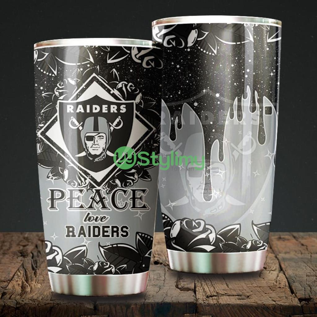 Peace Love Oakland Raiders NFL Beautiful Design Tumbler 2 Peace Love Oakland Raiders NFL Beautiful Design Tumbler Product Photo 1