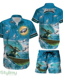 Philadelphia Eagles Footbal NFL Baby Yoda Aloha 3D Hawaiian Shirt And Short Style Summer Gift For Men Women Product Photo 1