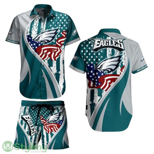 Philadelphia Eagles NFL Aloha 3D Hawaiian Shirt Vintage US Flag Graphic Summer Gift For Men Women Fan NFL