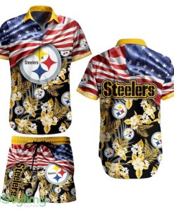 Pittsburgh Steelers NFL Aloha 3D Hawaiian Shirt And Short Summer Tropical Pattern US Flag Best Gift For Sports Enthusiast Product Photo 1