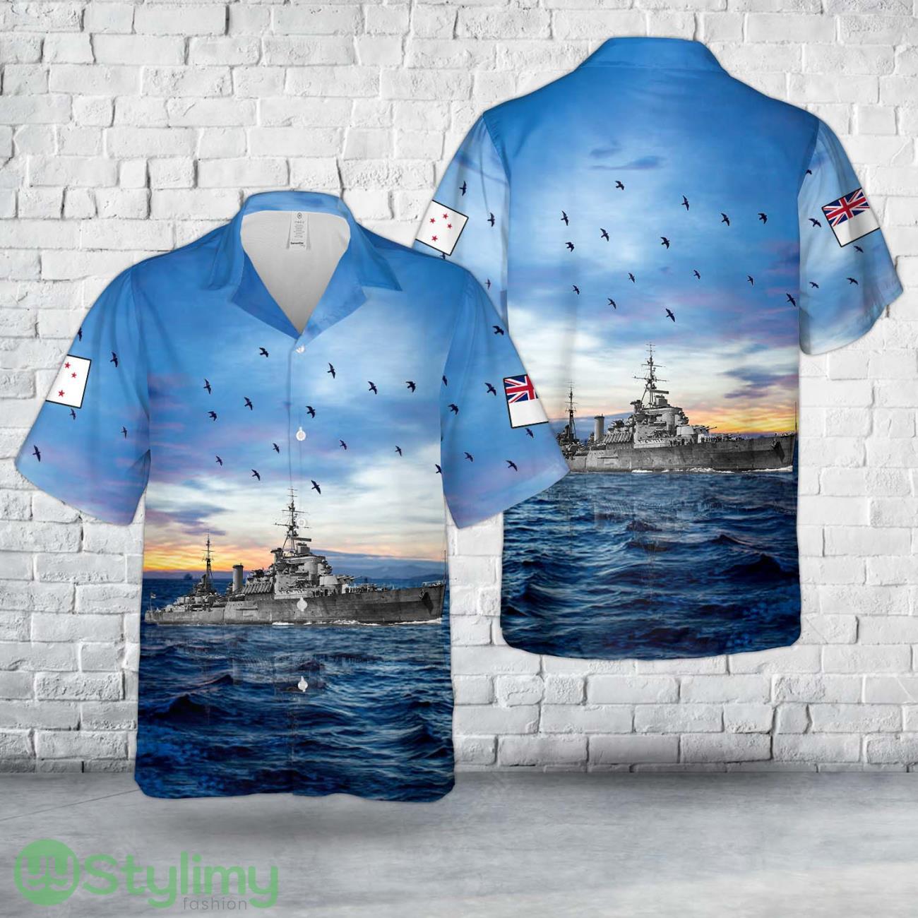 Royal New Zealand Navy HMNZS Gambia In WWII Hawaiian Shirt 2 Royal New Zealand Navy HMNZS Gambia In WWII Hawaiian Shirt Product Photo 1