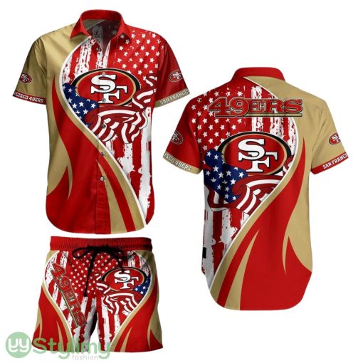 San Francisco 49ers NFL Aloha 3D Hawaiian Shirt Vintage US Flag Graphic Summer Gift For Men Women Fan NFL
