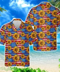 Sunflowers American Flag Hawaiian Shirt Product Photo 1