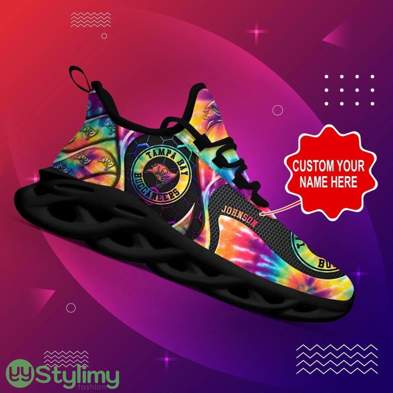 Tampa Bay Buccaneers NFL Max Soul Shoes Custom Name Tie Dye Running Sneakers 3 Tampa Bay Buccaneers NFL Max Soul Shoes Custom Name Tie Dye Running Sneakers Product Photo 3