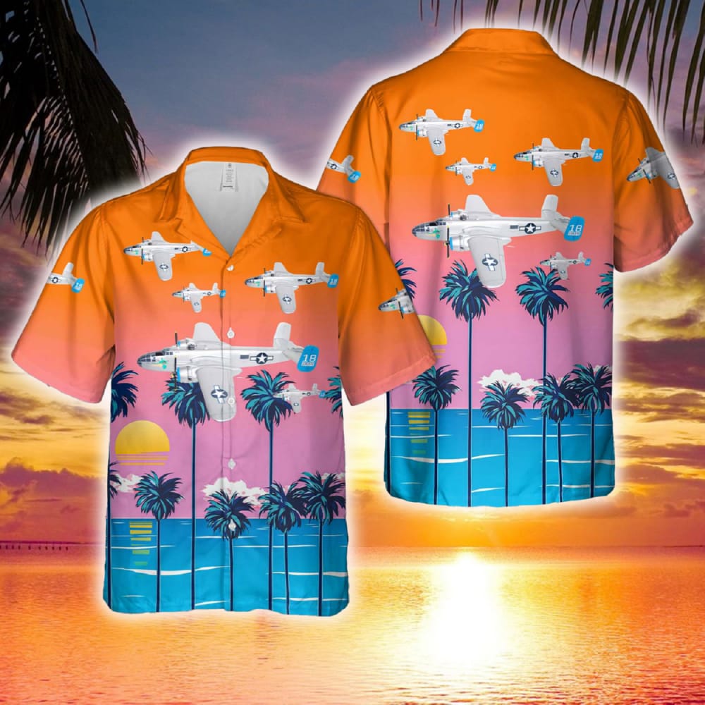 United States Army Air Forces North American B-25J-10-NC SN 43-35972 “Maid in the Shade” WWII Hawaiian Shirt 2 United States Army Air Forces North American B-25J-10-NC SN 43-35972 “Maid in the Shade” WWII Hawaiian Shirt - 030224-160944