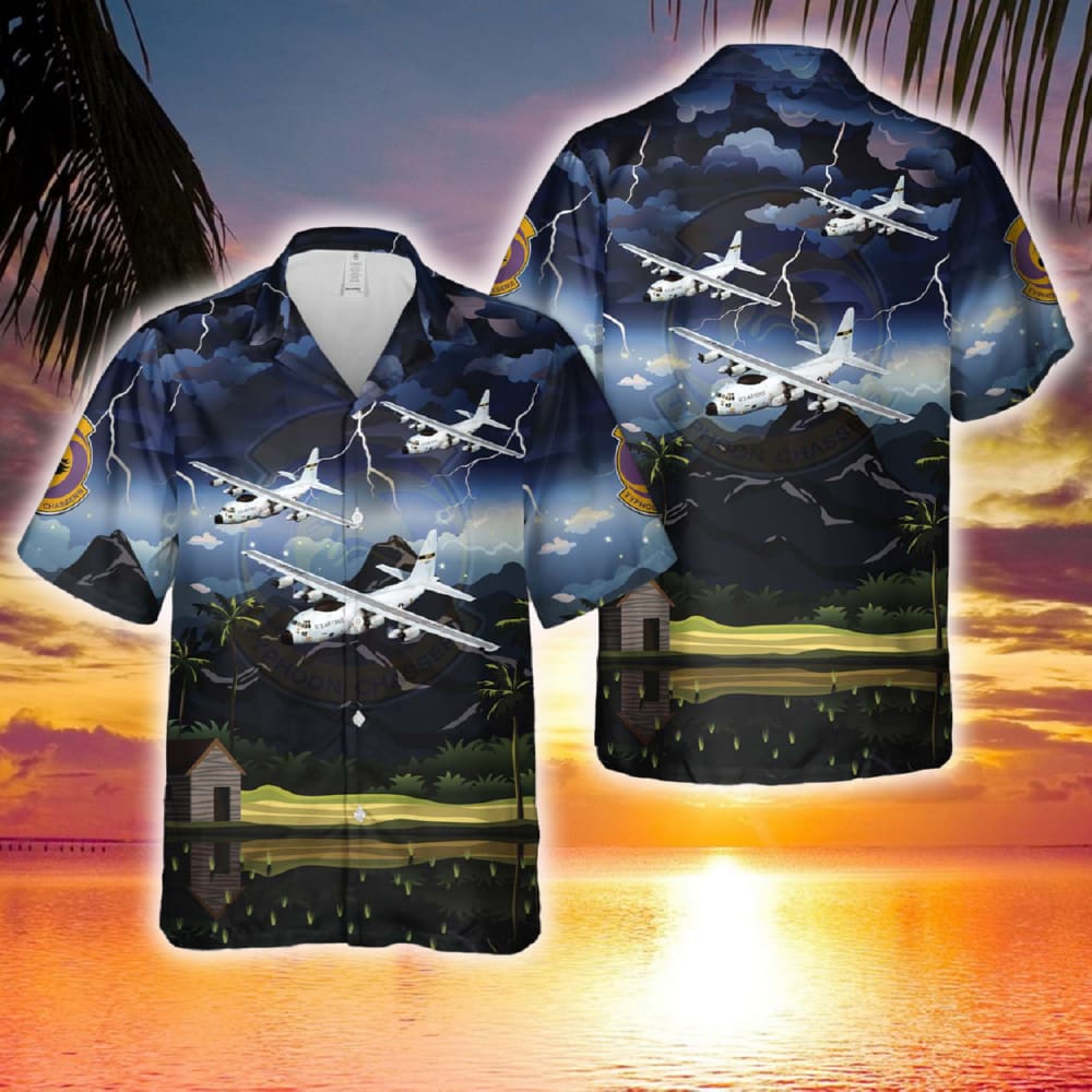 US Air Force 54th Weather Reconnaissance Squadron Lockheed WC-130H-LM Hercules (sn 64-14861) Hawaiian Shirt 2 US Air Force 54th Weather Reconnaissance Squadron Lockheed WC-130H-LM Hercules (sn 64-14861) Hawaiian Shirt - 030224-170234