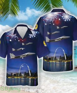 US Air Force Missouri Air National Guard 110th Fighter Squadron McDonnell Douglas F-15C Eagle over St Louis Gateway Arch, 4th Of July 3D Hawaiian Shirt Summer Trending Gift Product Photo 1